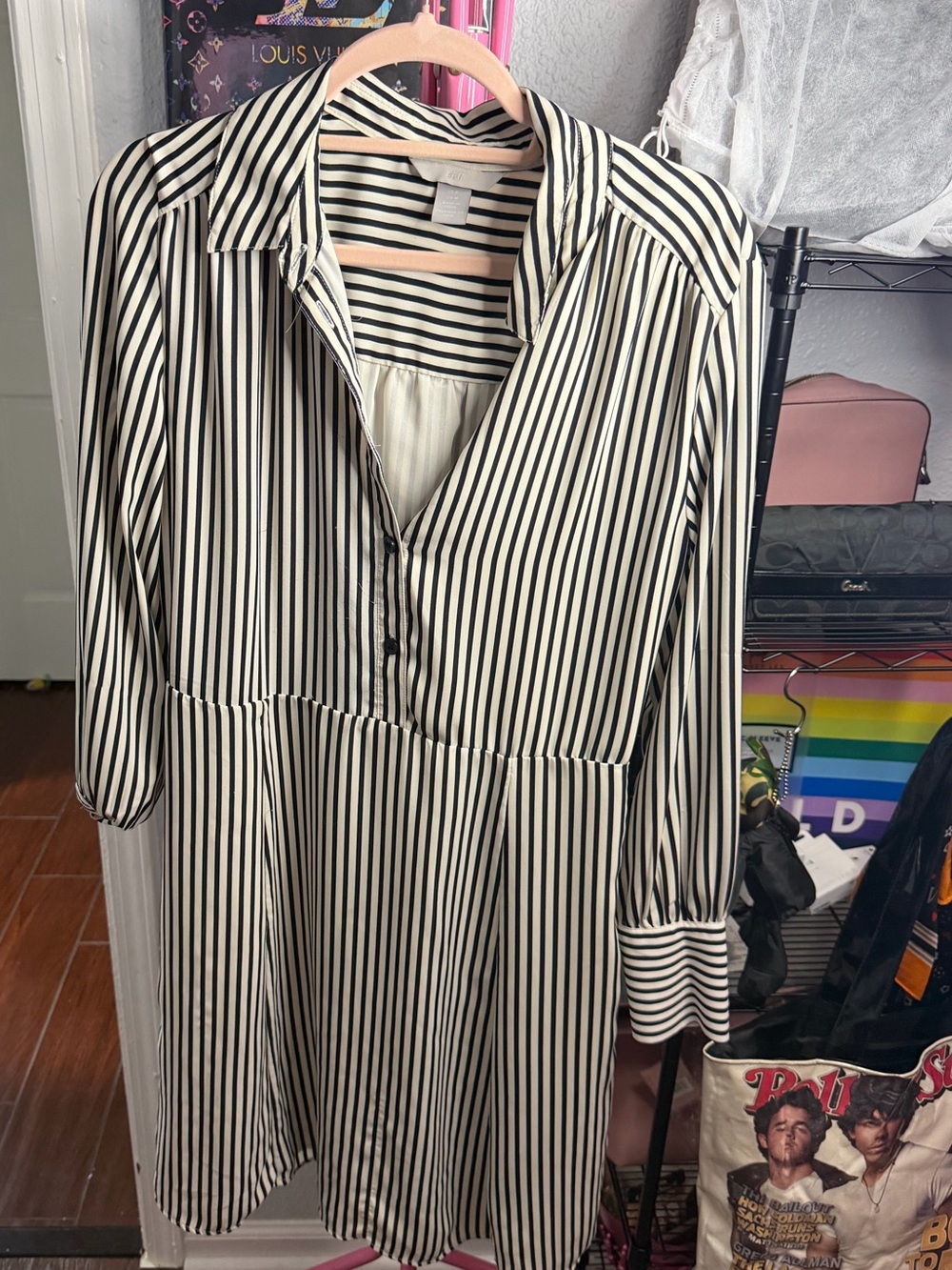 H&M Striped Black and White Shirt Dress